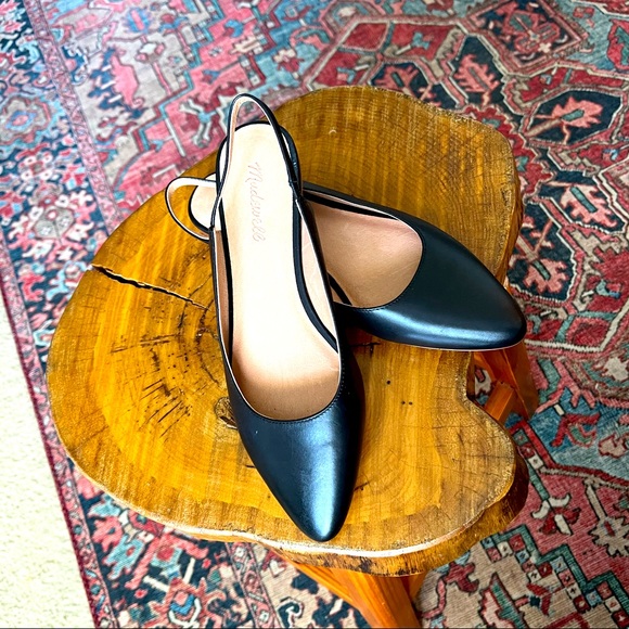 Madewell Shoes - Madewell slingback black leather flats shoes NWOT size 9